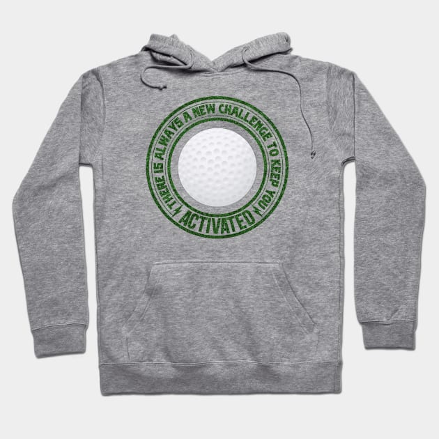 White golf ball with green grass saying text Hoodie by TheCreatedLight